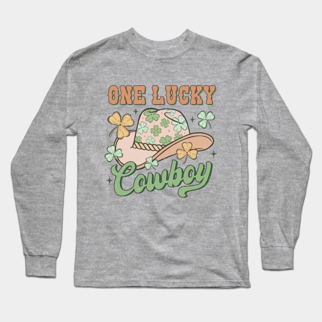 One Lucky Cowboy Western St Patrick's Day Irish Luck Long Sleeve T-Shirt by JDVNart